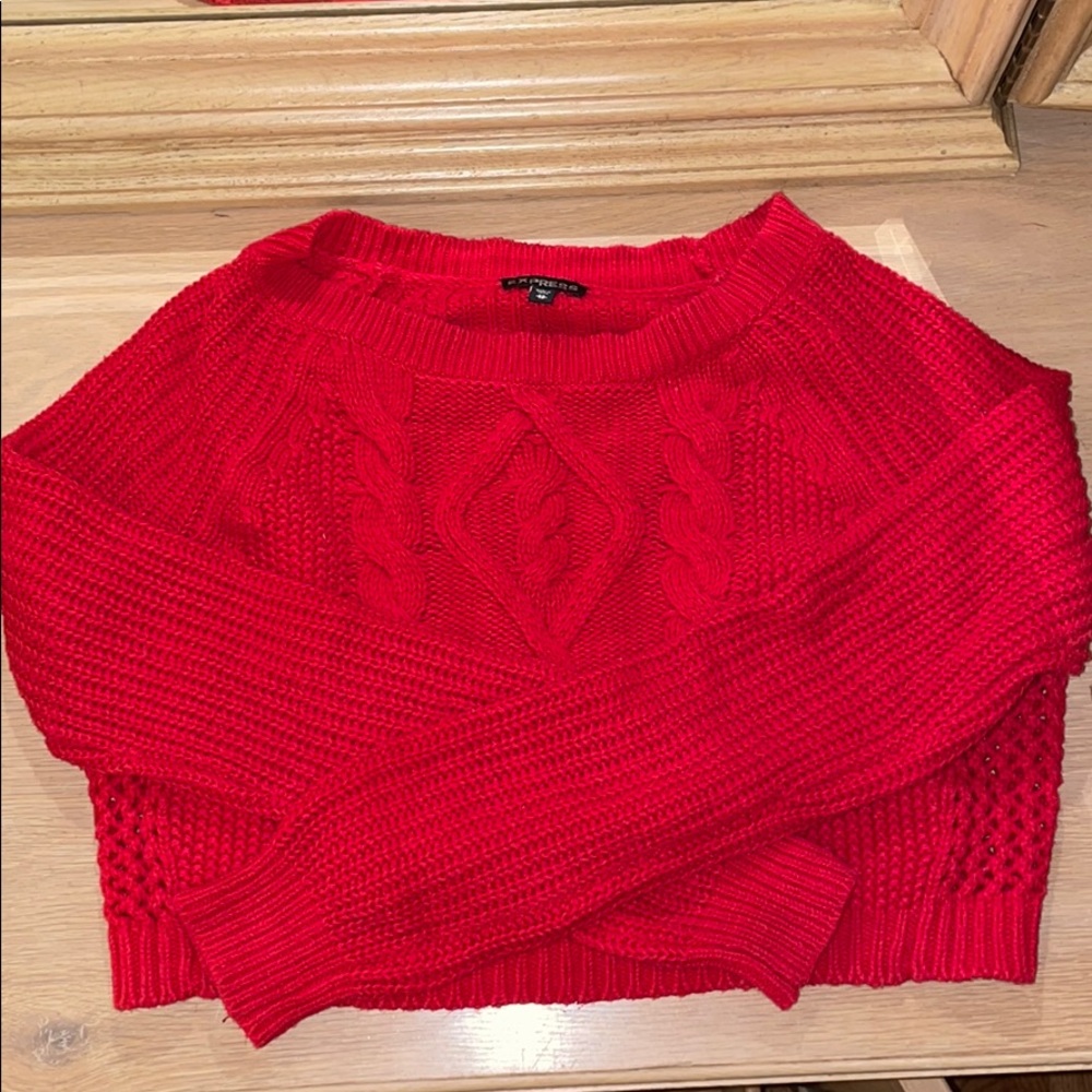 Express Red Crop Sweater